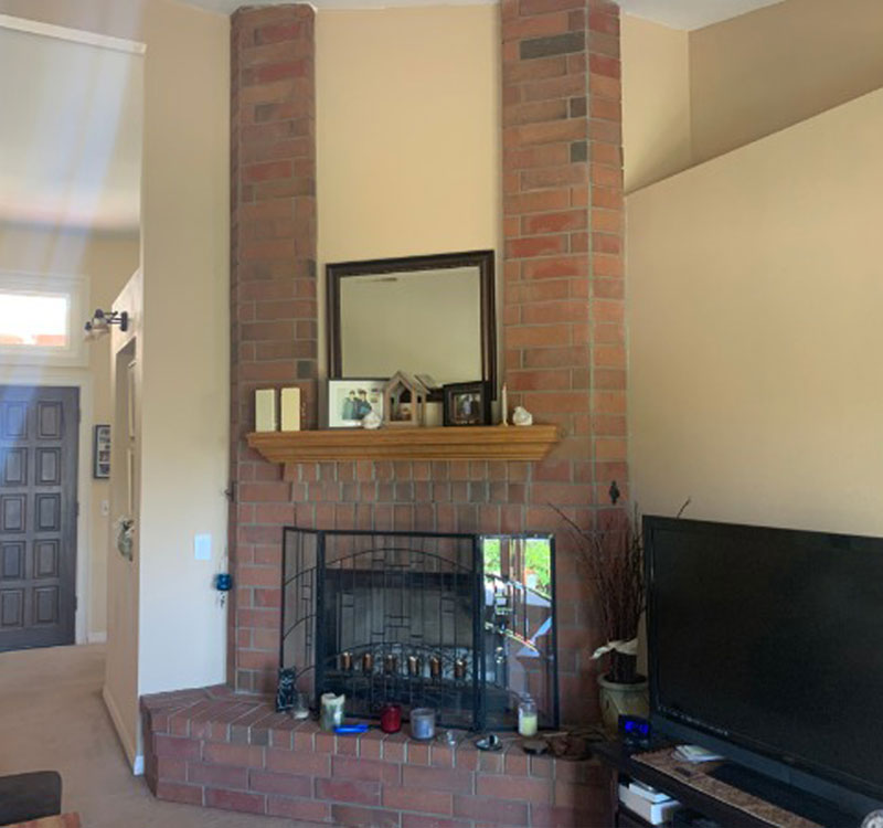 before painting fireplace