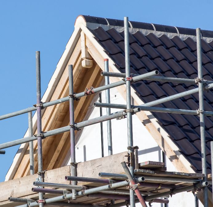 scaffolding set up on house