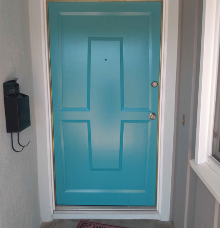teal door Whittier