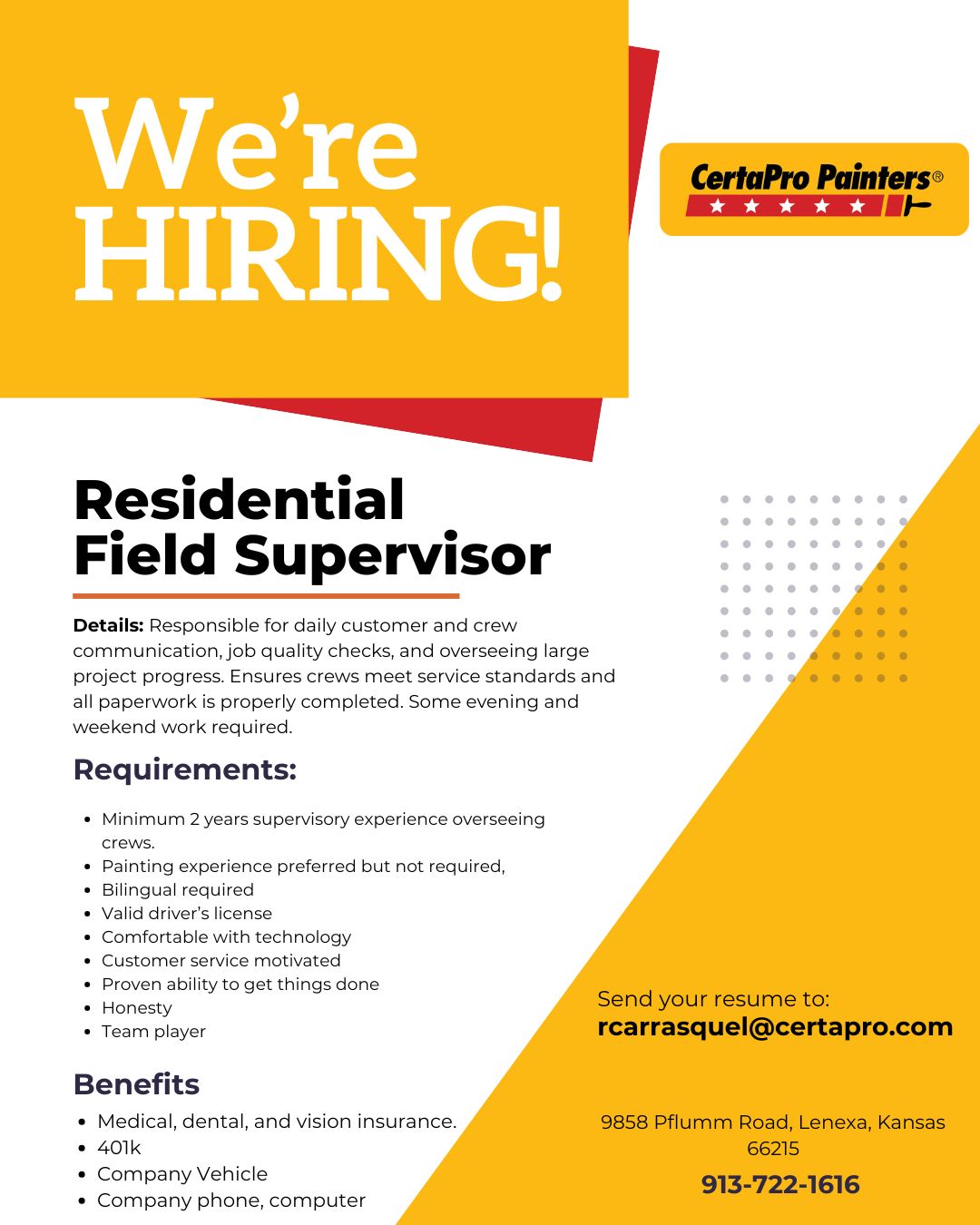 Residential Field Supervisor position