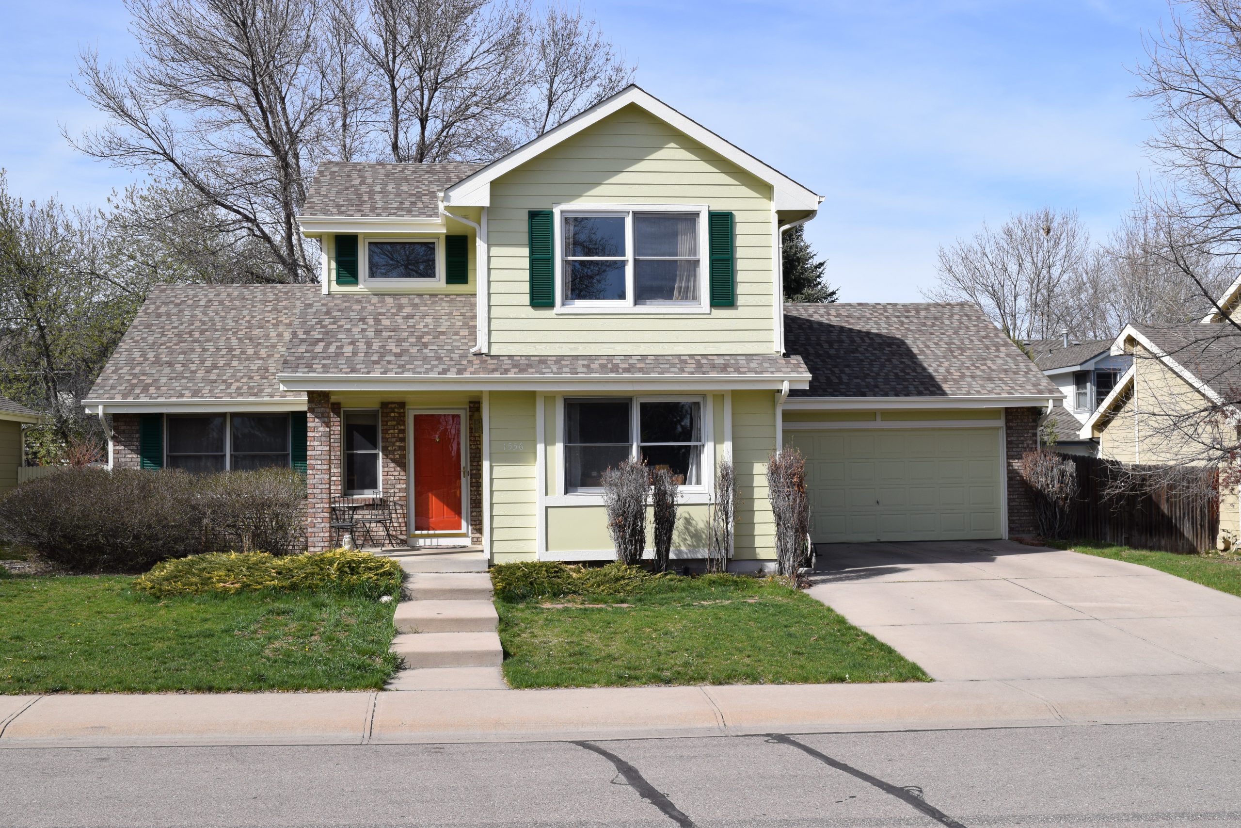 Lime green home exterior