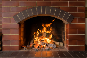 brick fireplace