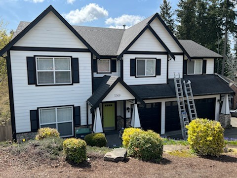 Final result of white house with black trim
