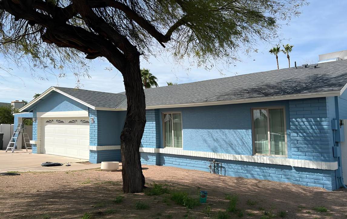 Vibrant Blue Home Exterior in North Scottsdale After