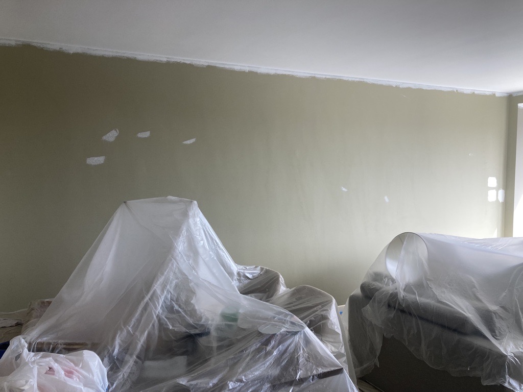 Before Photo of Interior Wall with patched holes and a beige color