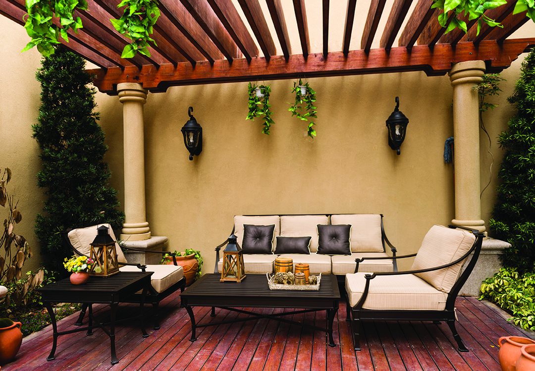 Luxury patio with chairs and table