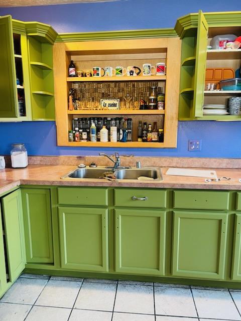 green kitchen cabinets