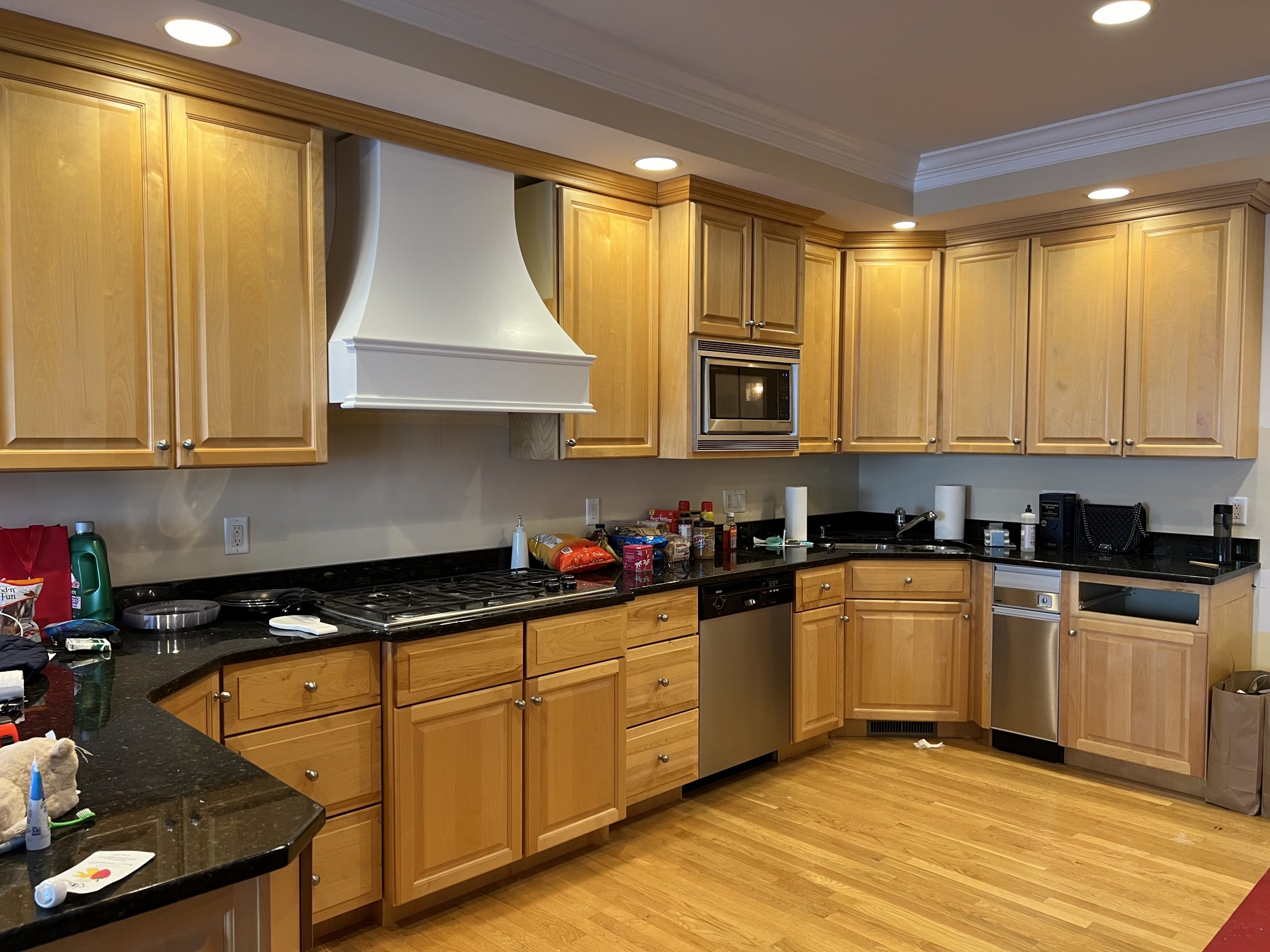 kitchen cabinets in andover, ma before being painted
