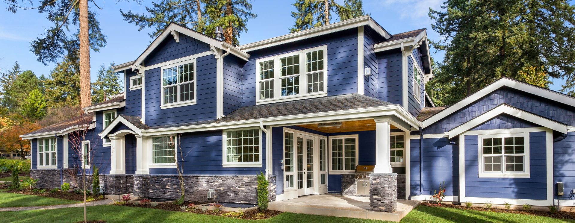 blue exterior of home