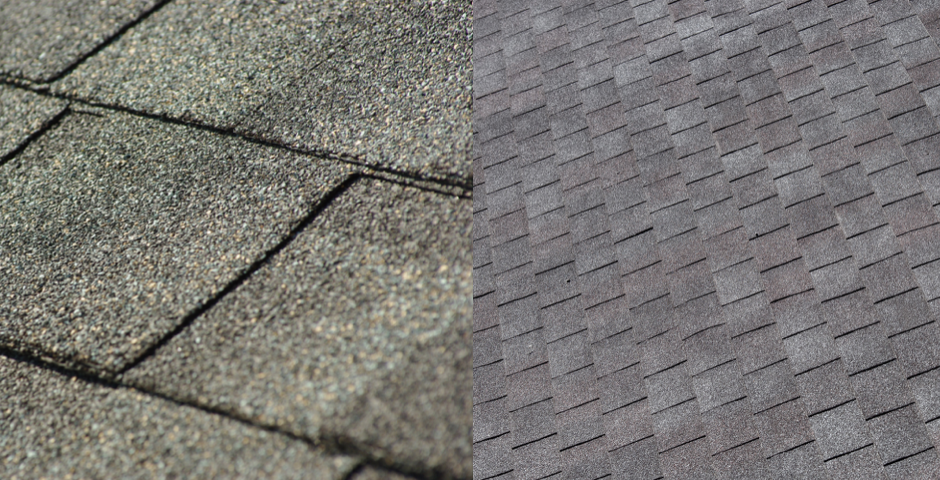 Gray roof shingles