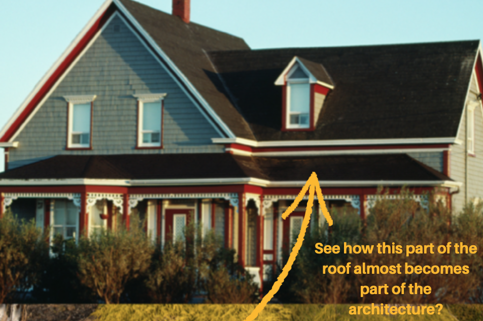 Green house with red accents