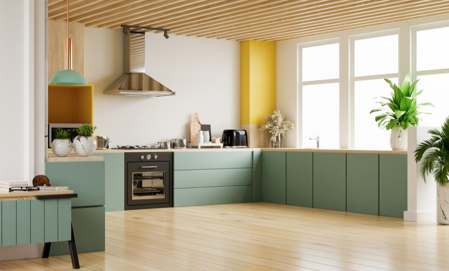 Sage green kitchen cabinets