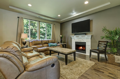 Moss colored walls in a family room