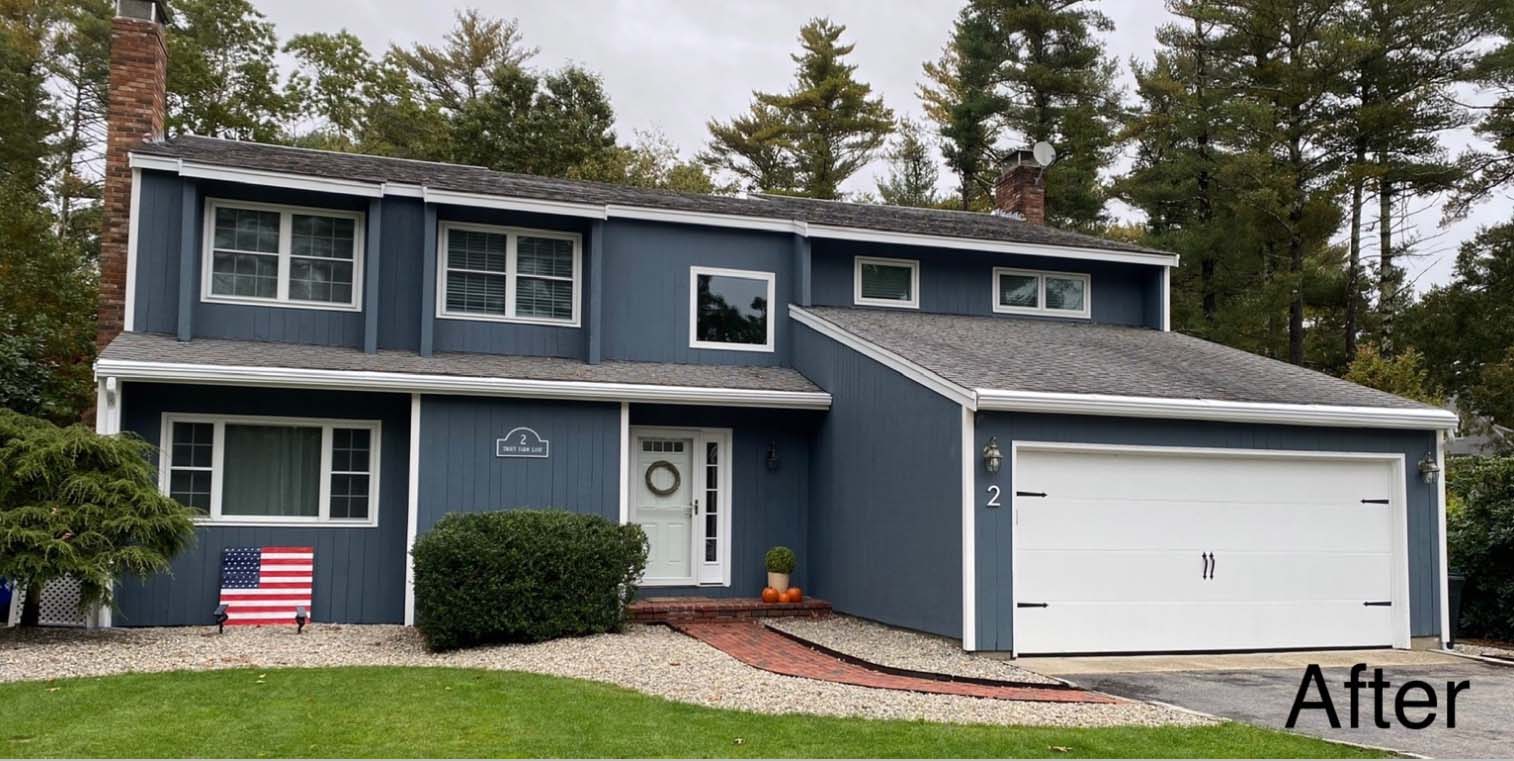 after painting project blue and white exterior