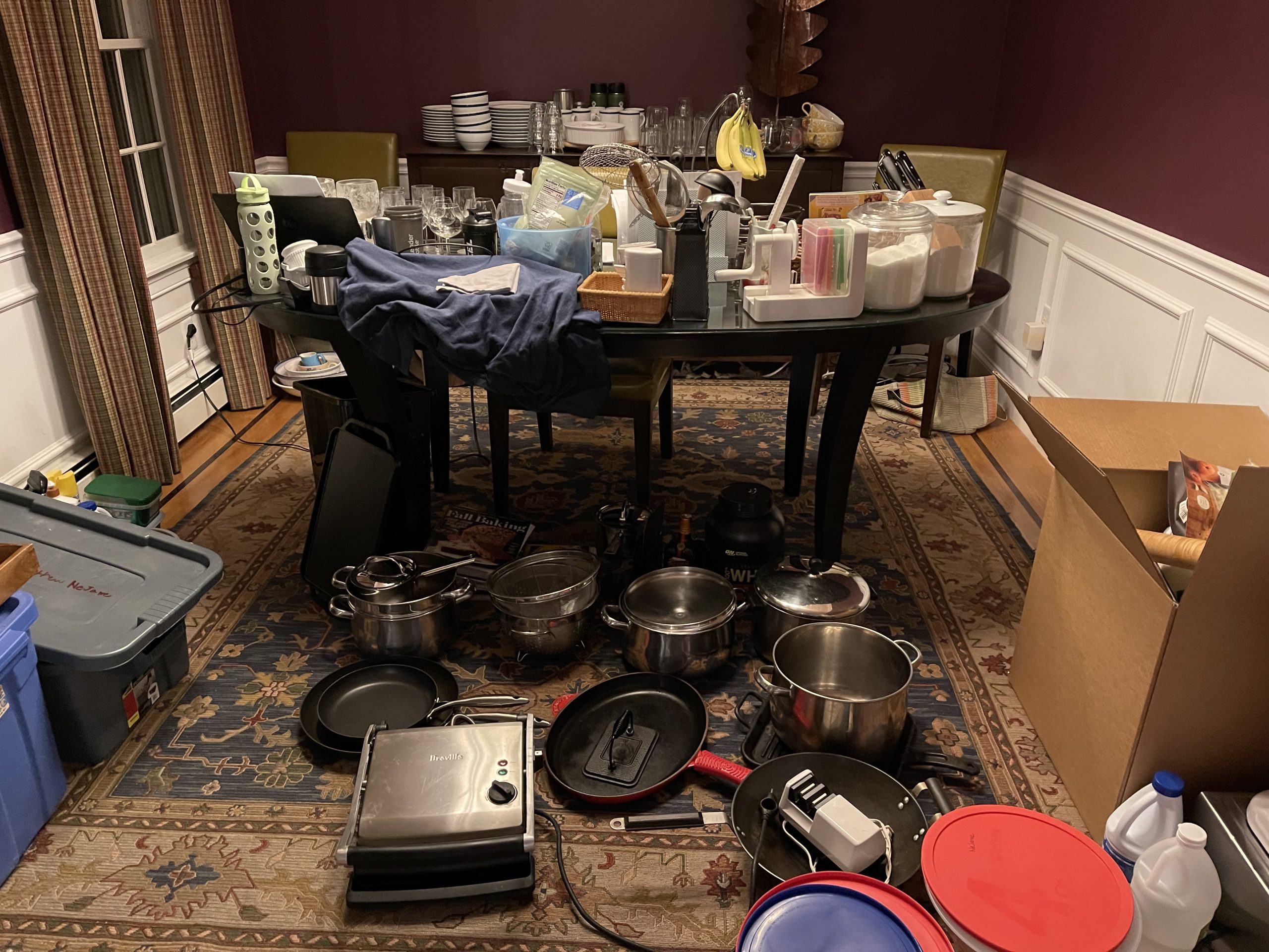 dining room full of food