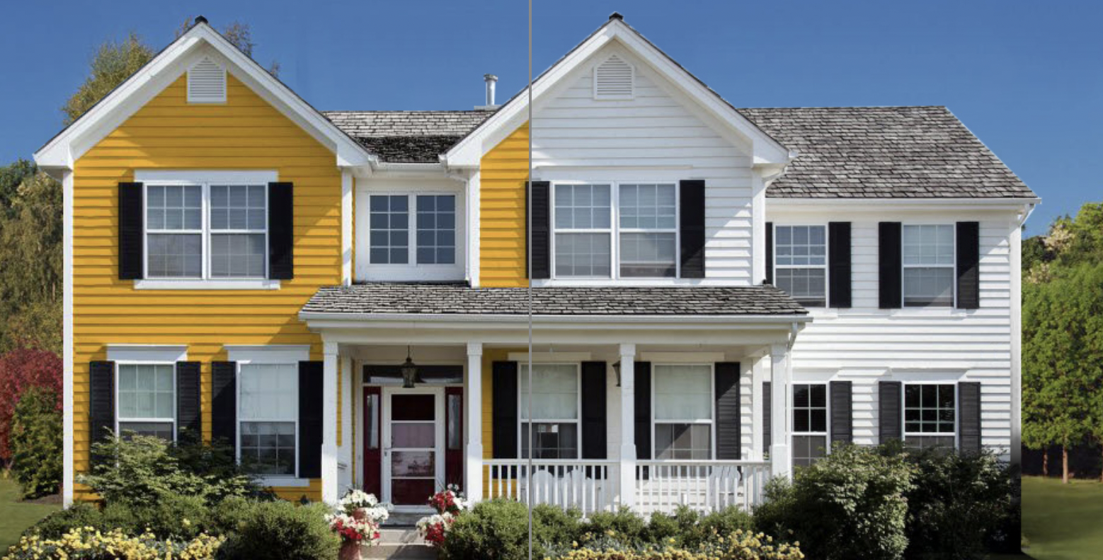 White home painted half gold