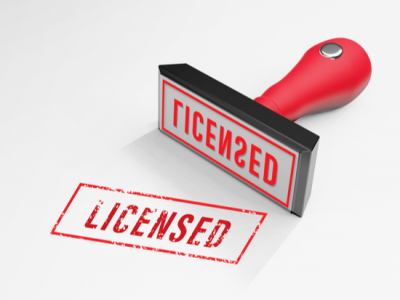 stamp with the word licensed on it