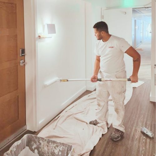 Interior painting in multi family community hallway