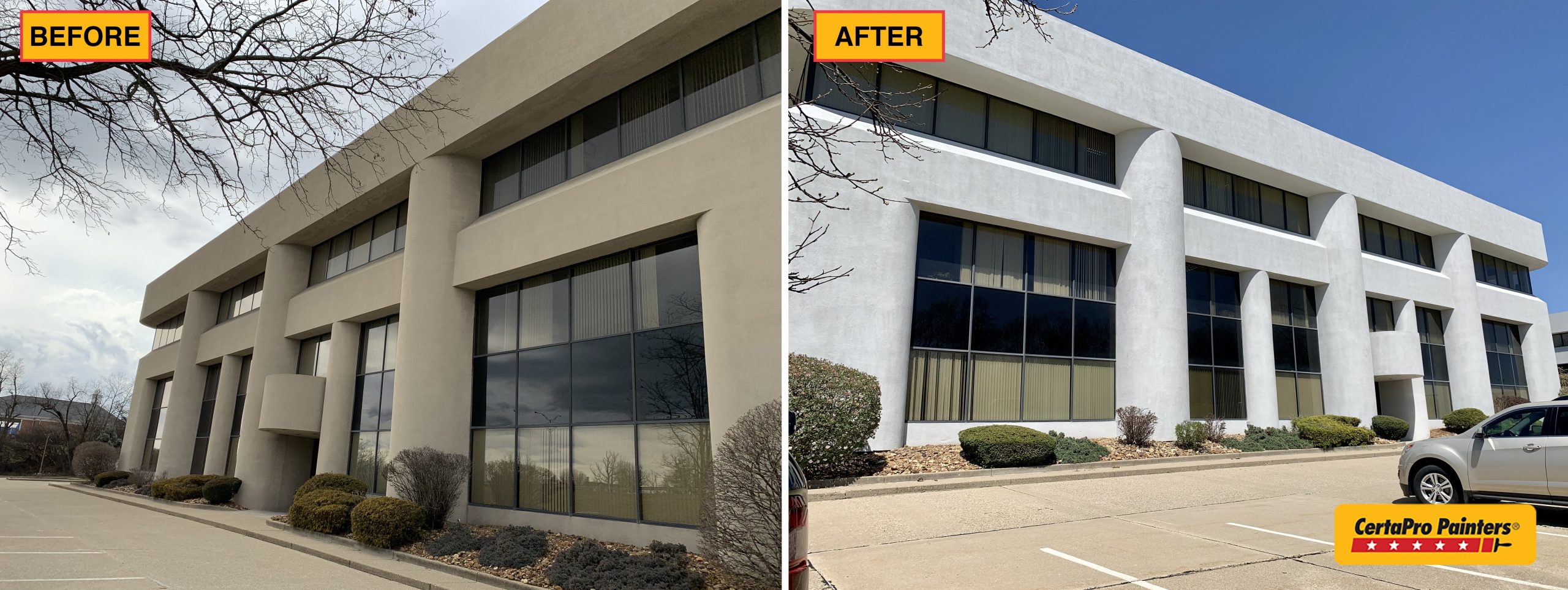 office building before and after