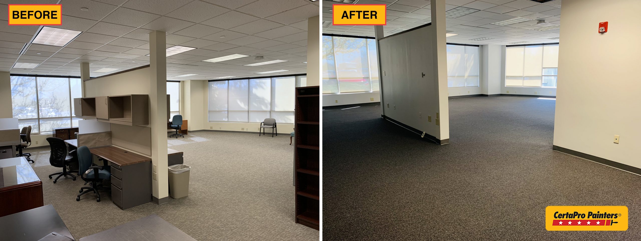 office space before and after