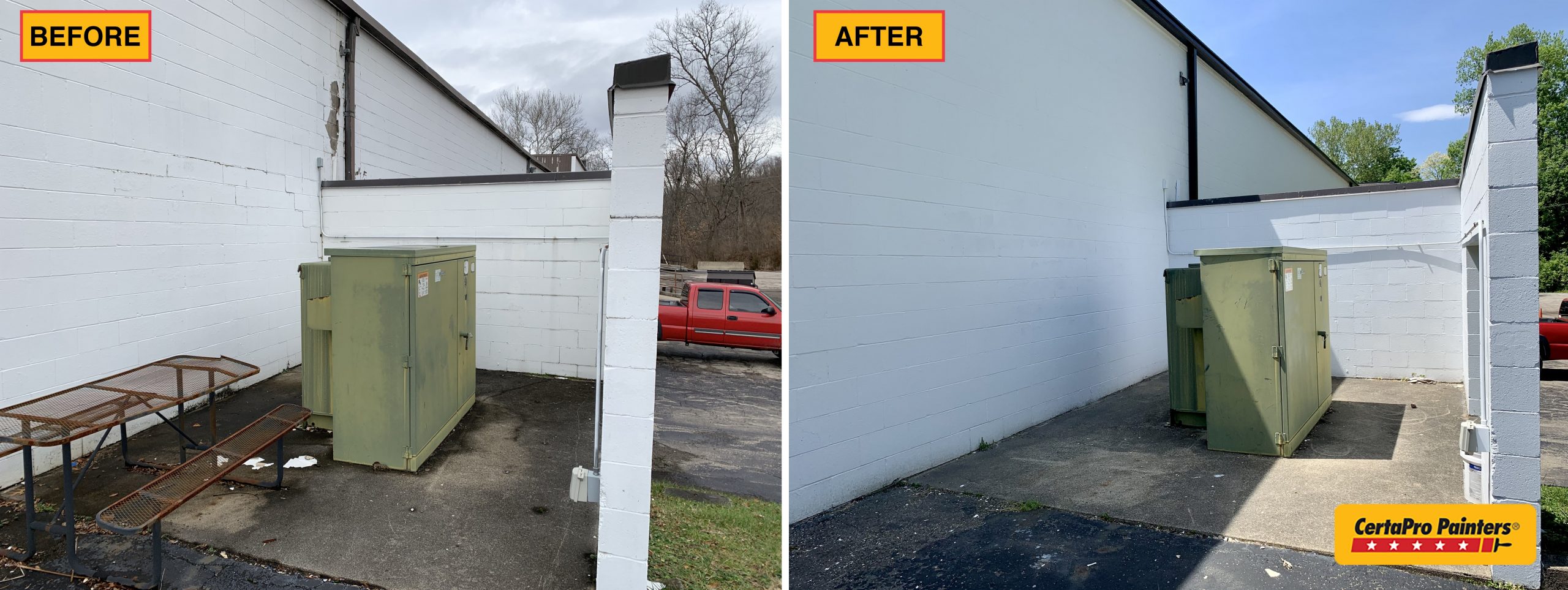 exterior before and after