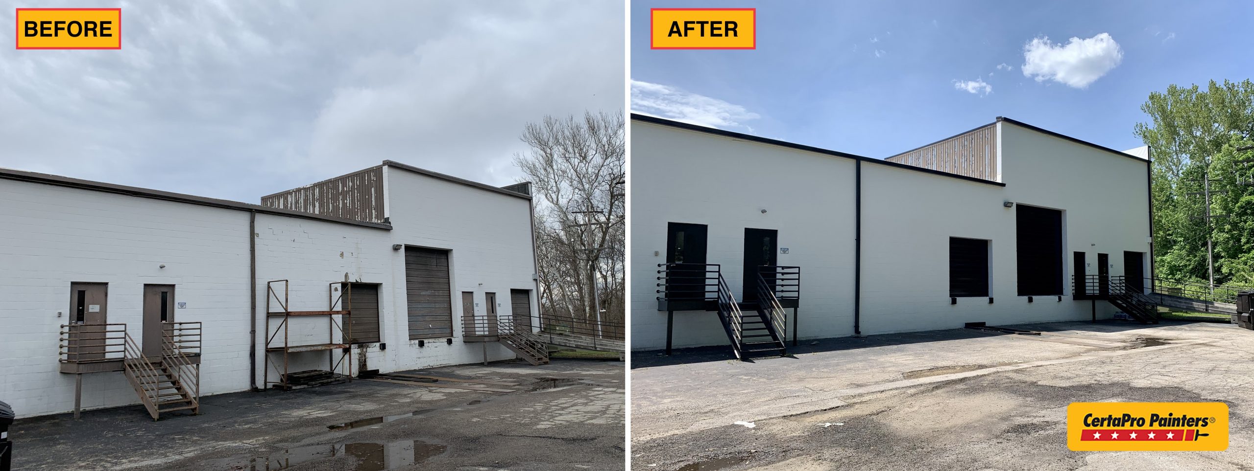 exterior before and after