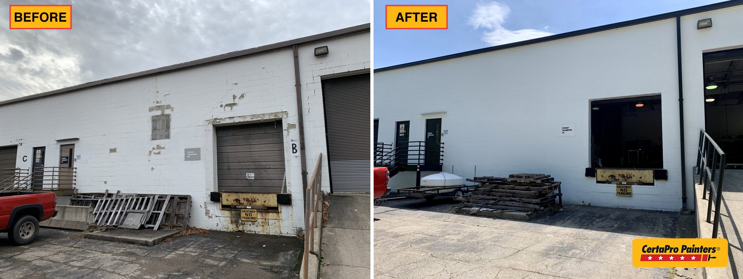exterior before and after