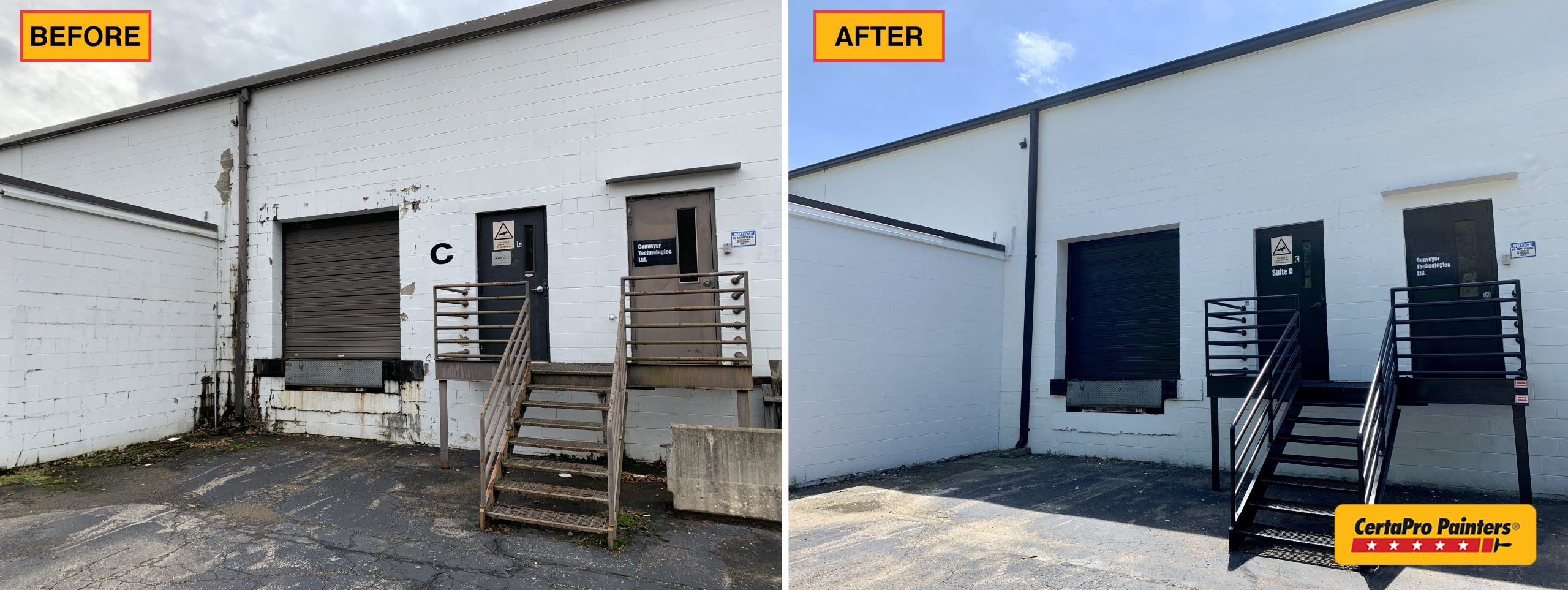 exterior before and after