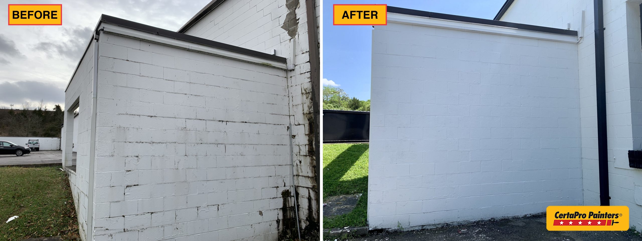 exterior before and after