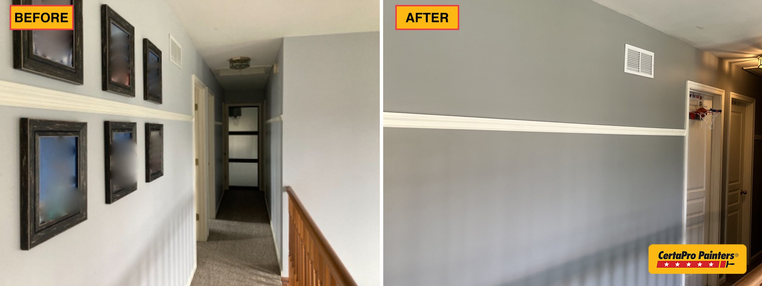 before and after hallway