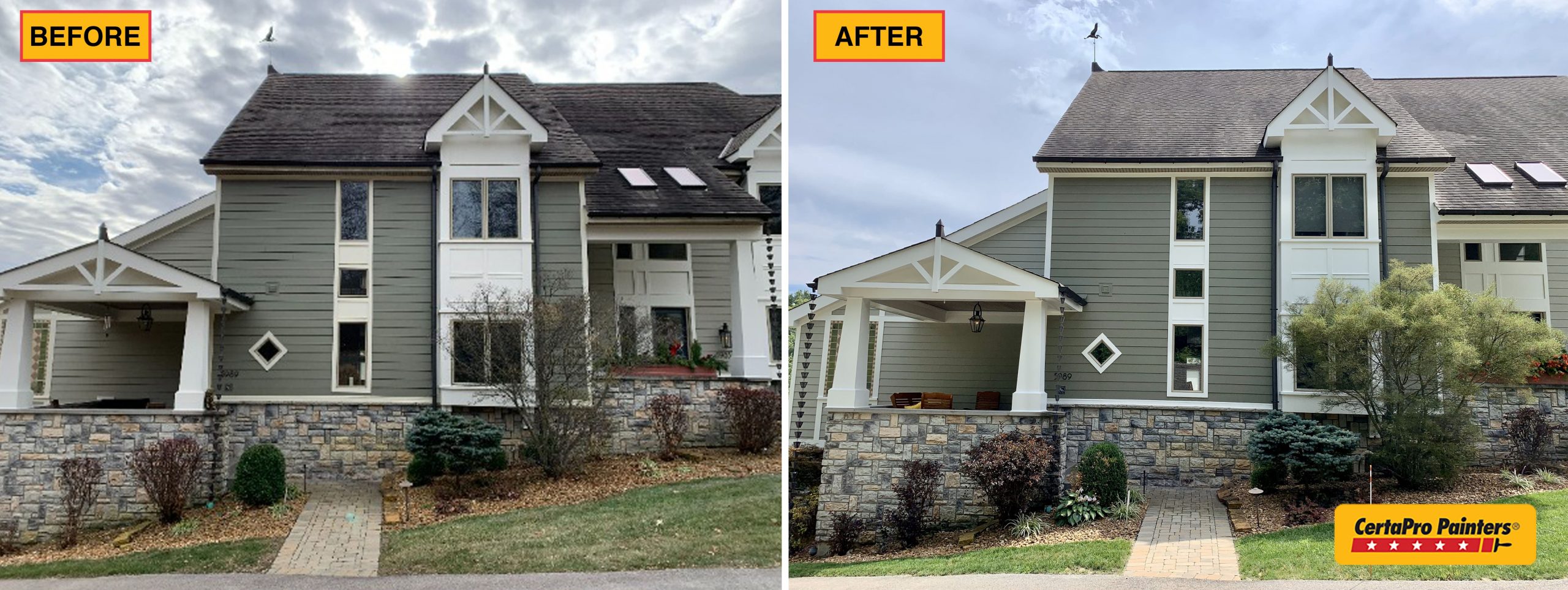 Woodland Vista before and after painting