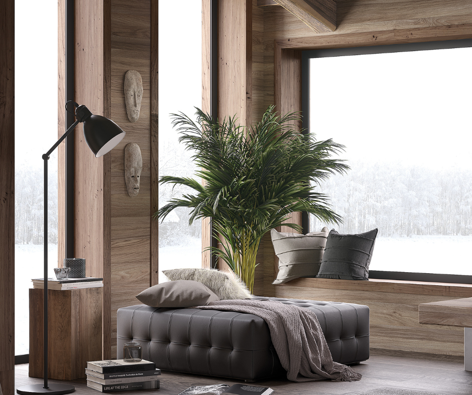 interior home with view of winter out windows