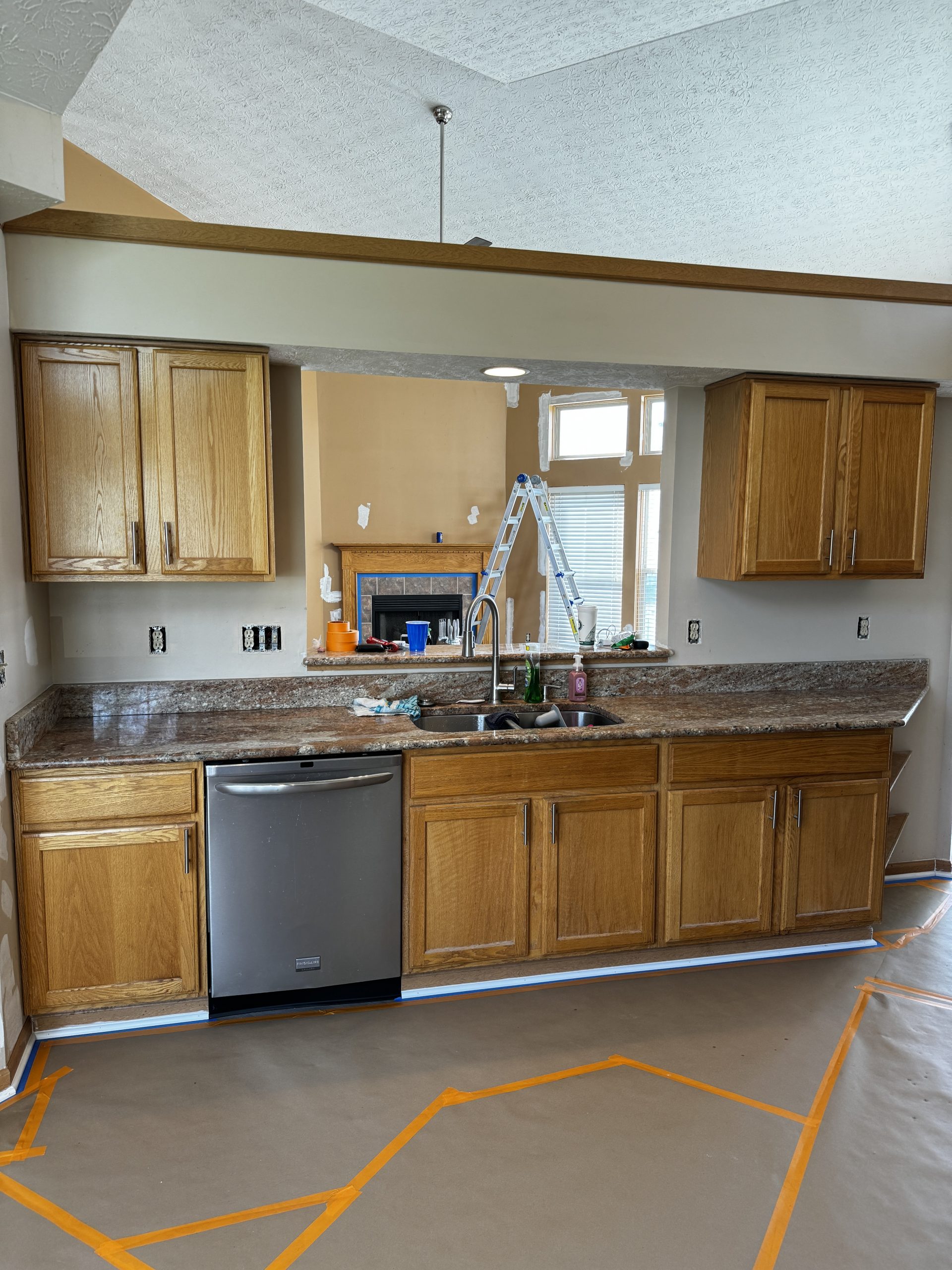 Brick fireplace before painting by CertaPro Painters of Columbus