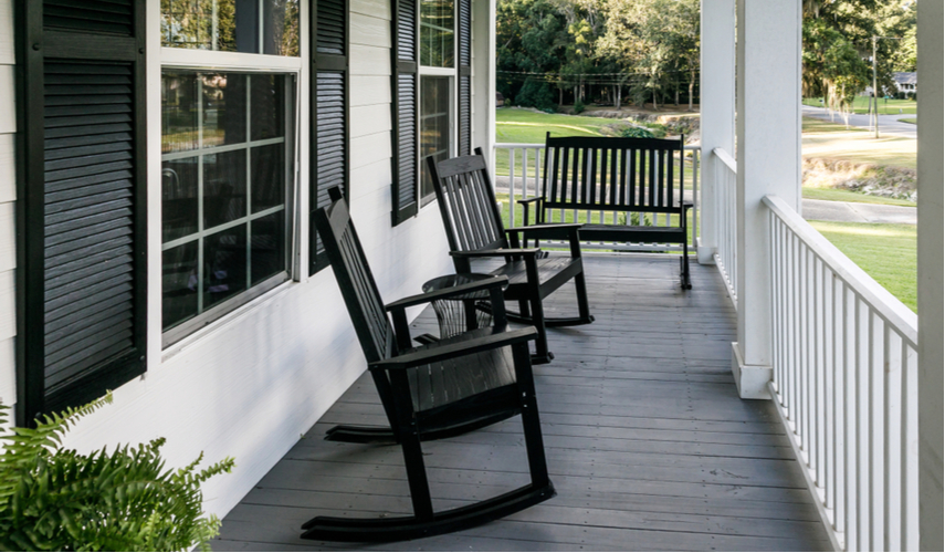 Porch floor, ceiling and railing painting in Corona, CA.