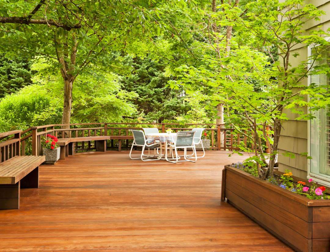 Large Wooden Deck That's Been Recently Stained