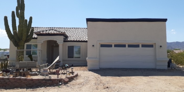 Stucco exterior after refinishing
