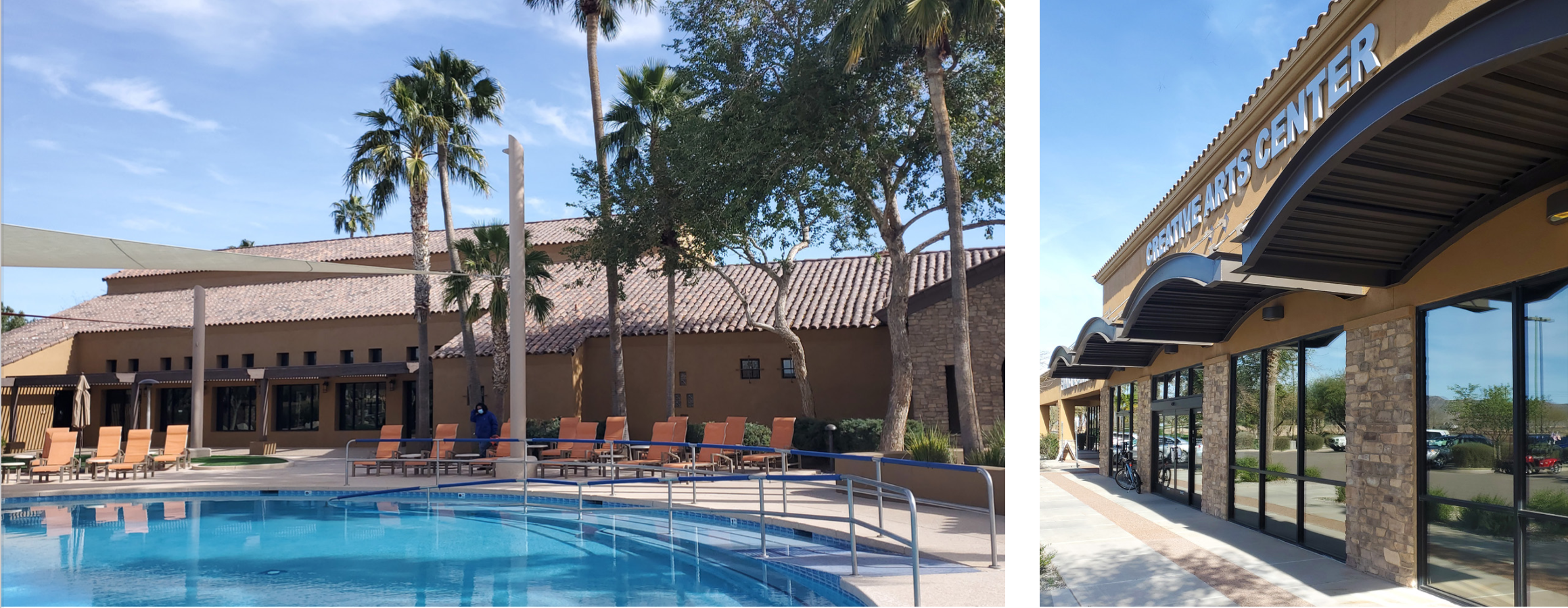 club house and pool house repainted at Robson Ranch by CertaPro using Dunn Edwards Paints.