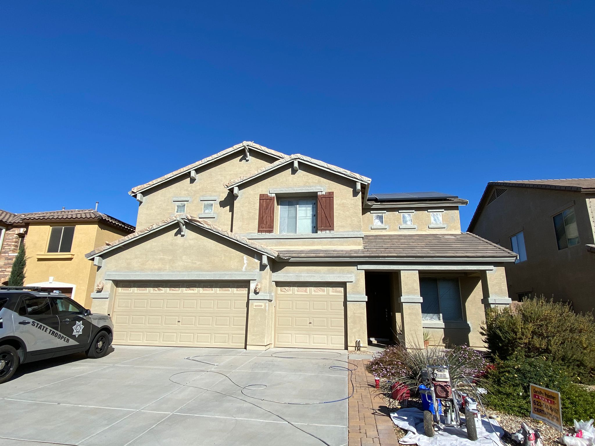 A Stucco home in Wadell Arizona before being painted.