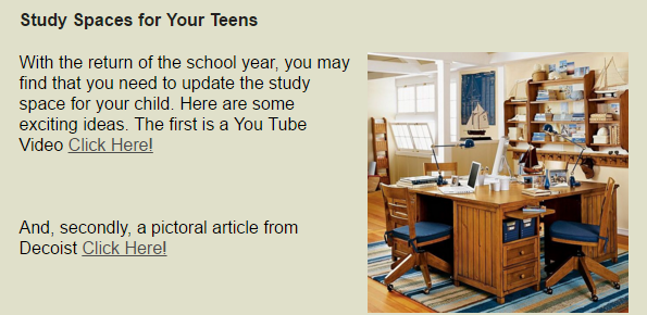 study room with wood desk