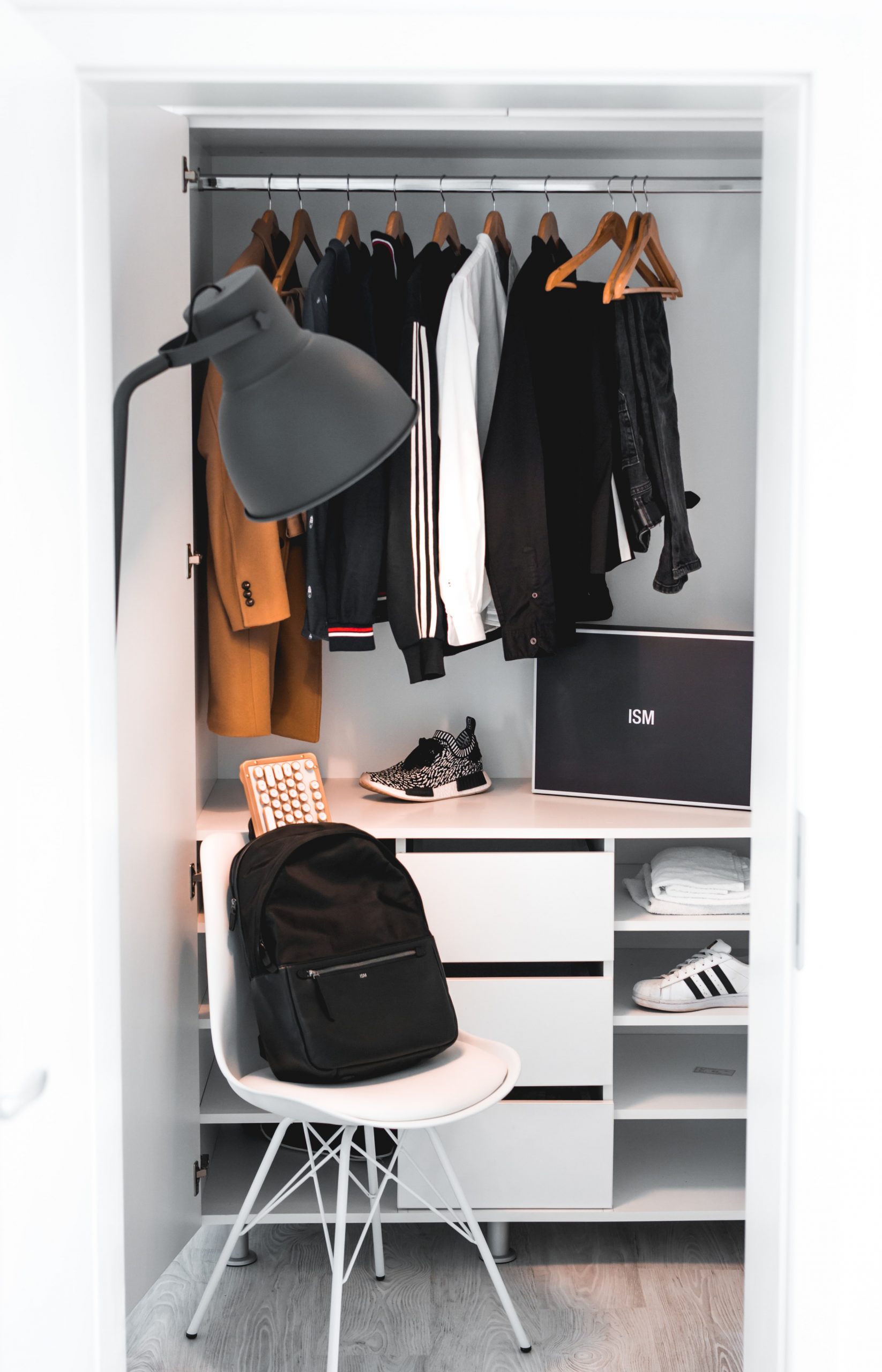 monochrome closet