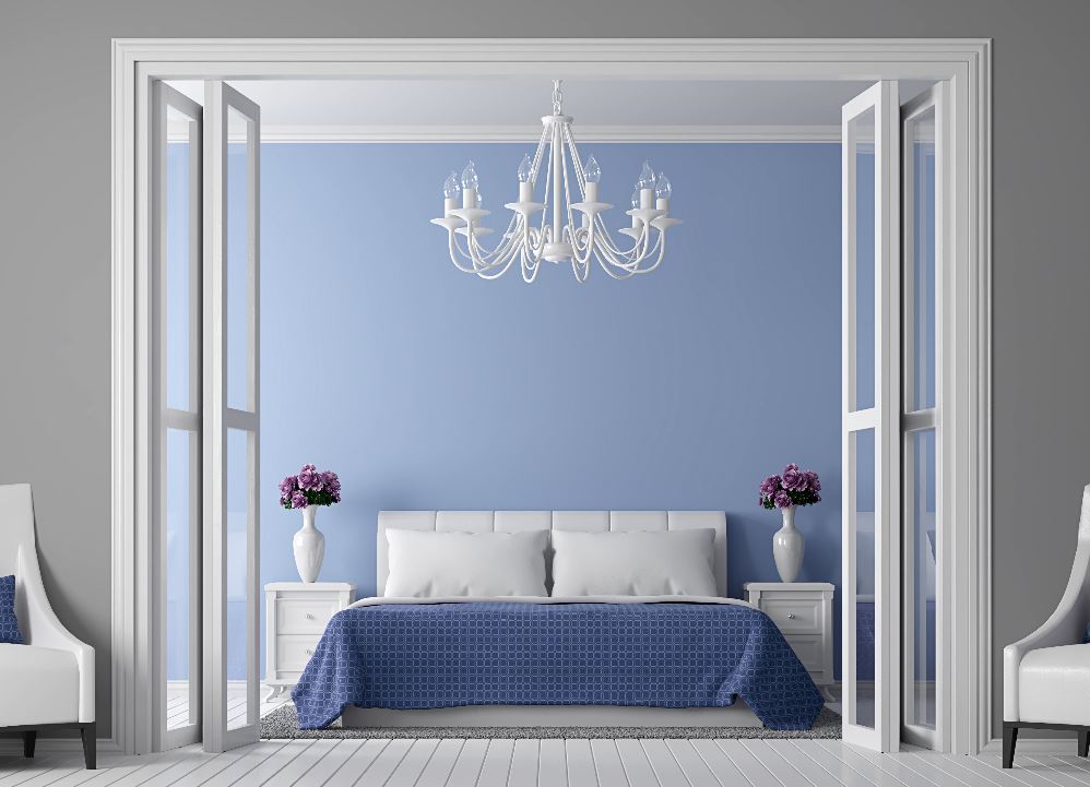 blue painted room