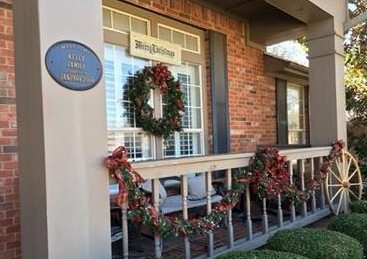 unpainted brick porch