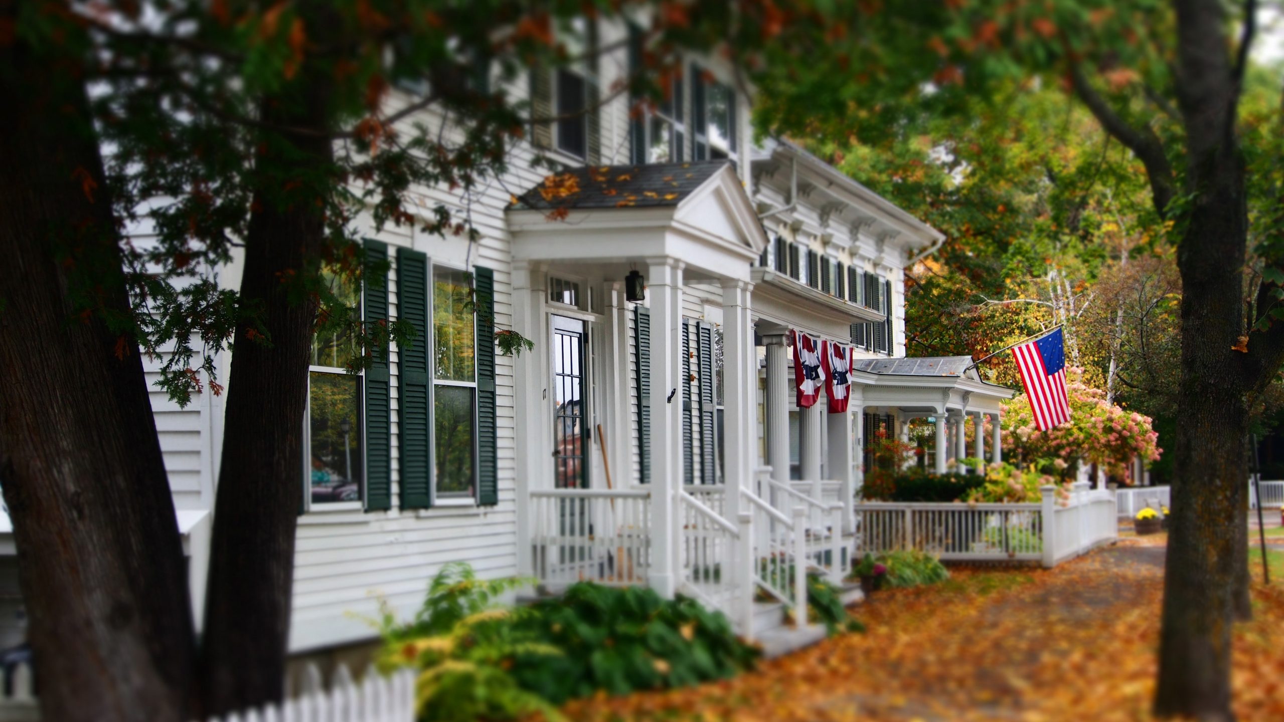 home exterior in the fall
