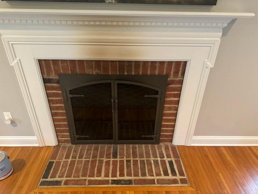 before fireplace painting