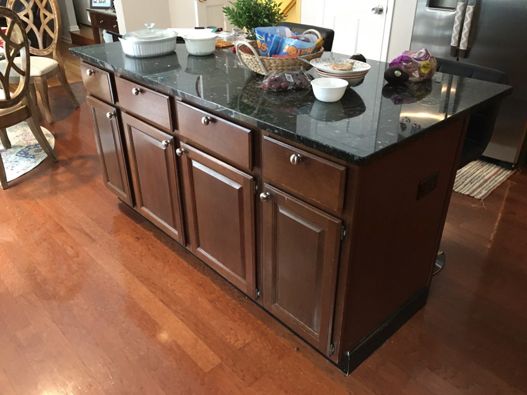 center island before cabinet repainting