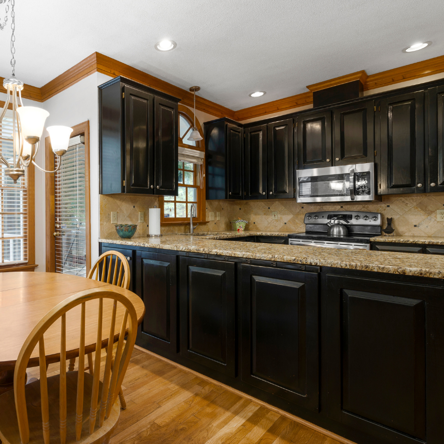 black kitchen cabinets in Mystic, CT home
