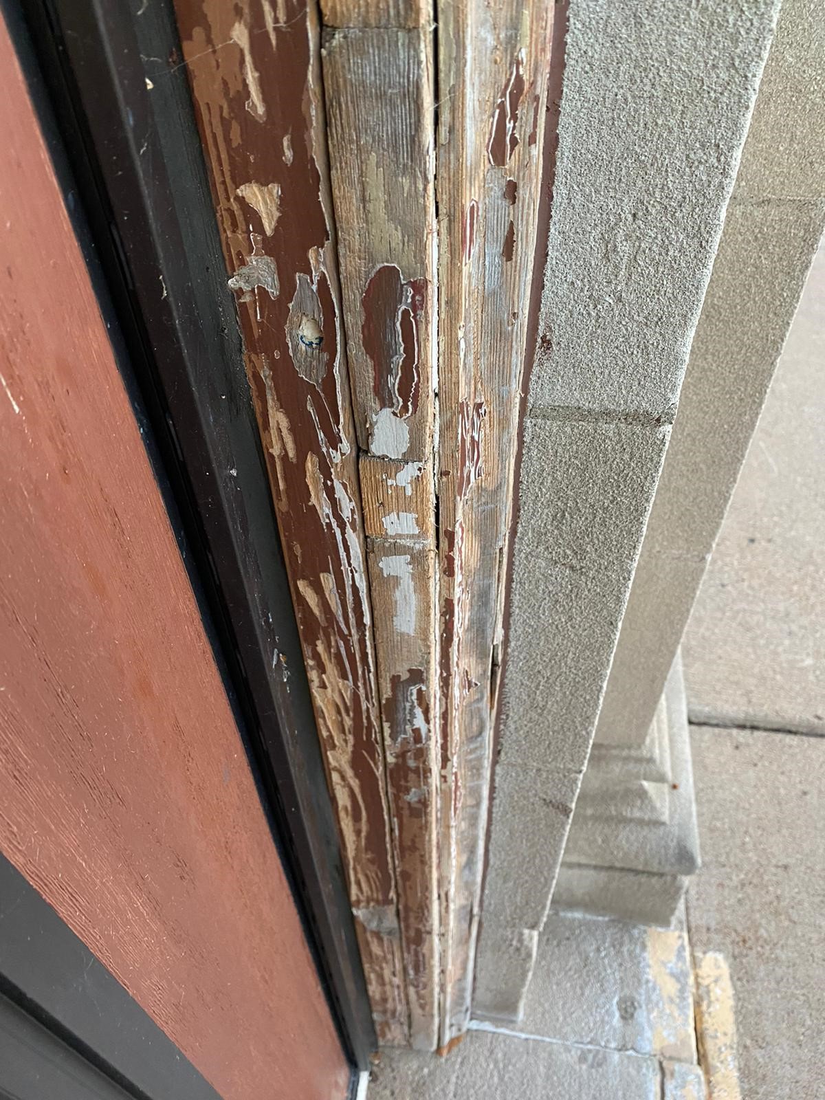 peeling wooden frame