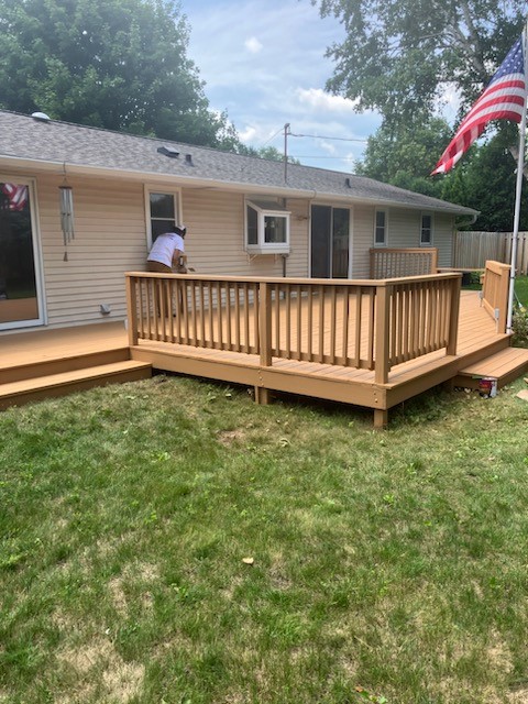 side view of deck staining