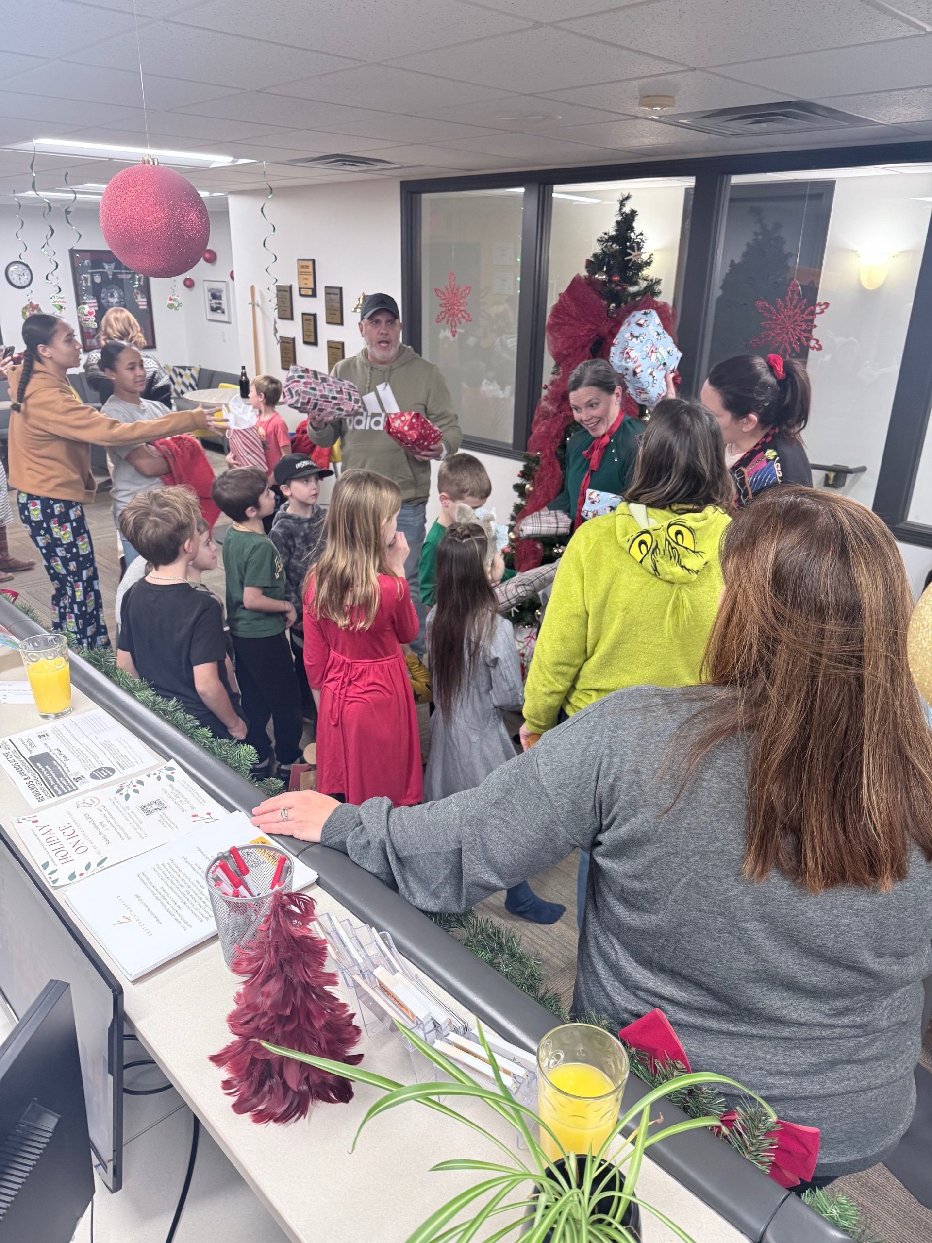 group at office party