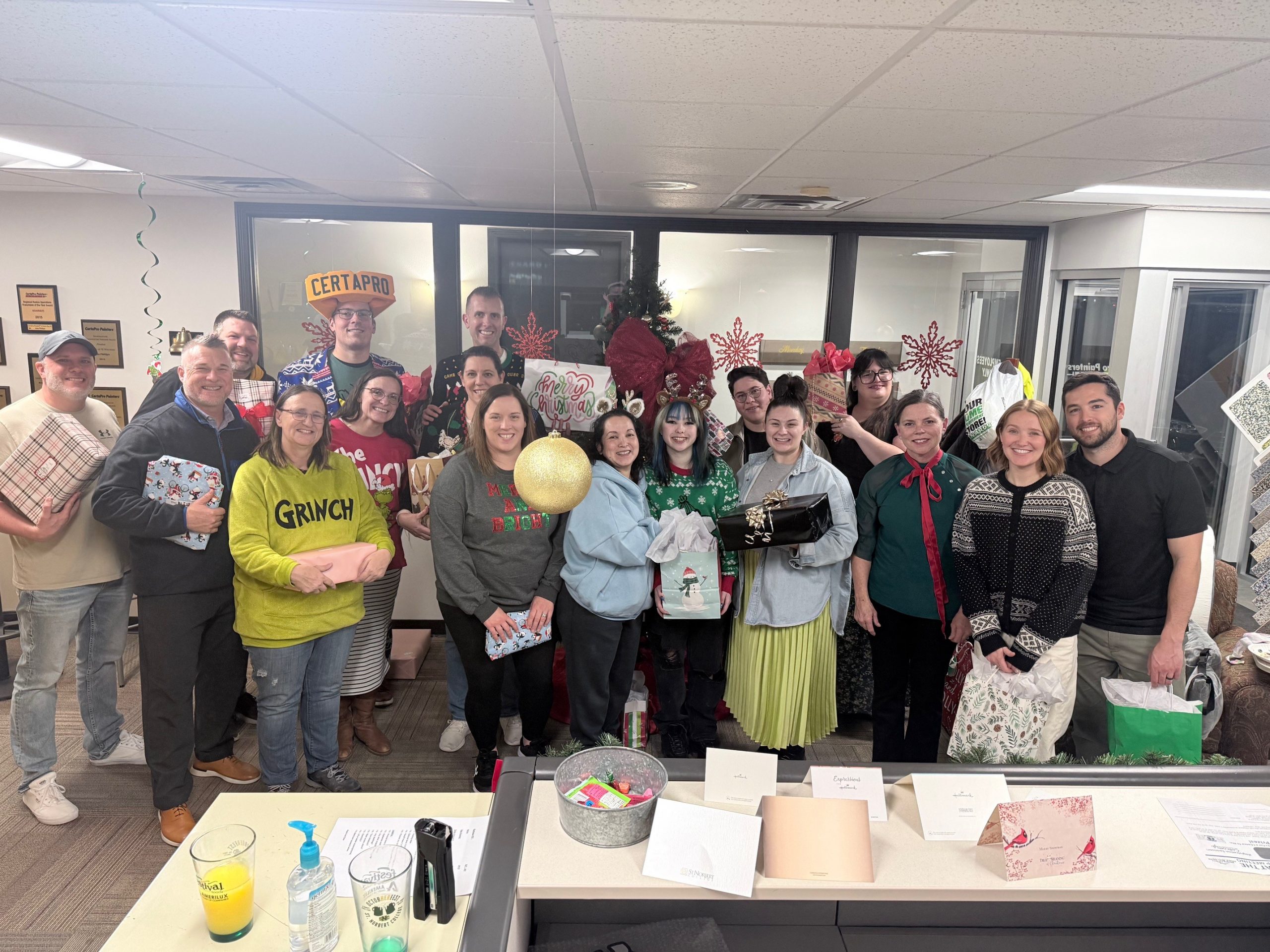 group at office party